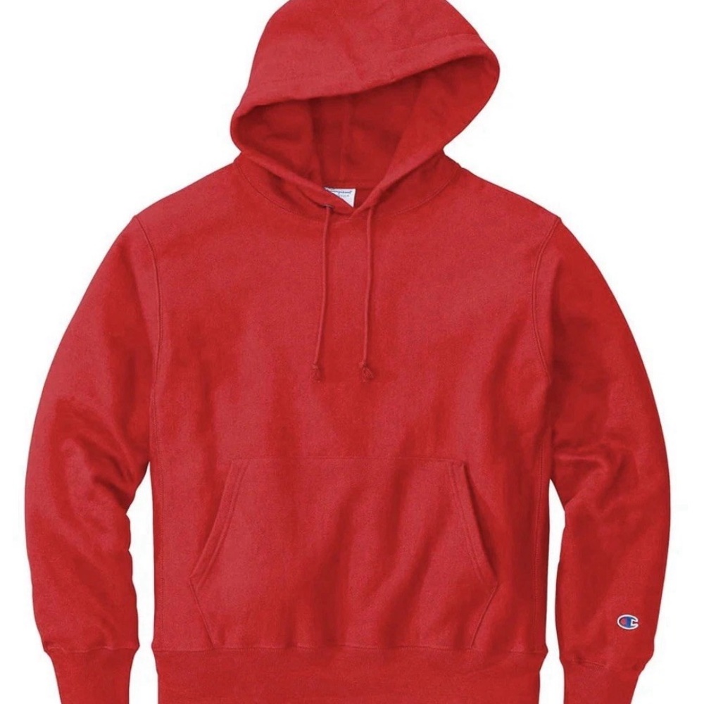 Champion Cross Weave Red Hoodie for Men Size XS